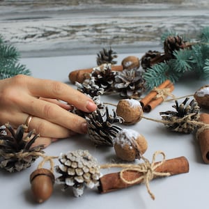 Christmas tree garland, minimalist decor, nature decoration for Christmas tree, rustic garland