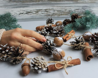 Christmas tree garland, minimalist decor, nature decoration for Christmas tree, rustic garland