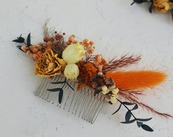 Burnt orange hair comb Cinnamon flower hair piece Fall wedding hair accessories for bride