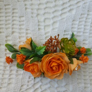 Morceau de cheveux de mariée orange, peigne à cheveux succulent, accessoires de cheveux de mariage dautomne boho, peigne à cheveux pour le mariage, accessoires de cheveux de mariée image 3