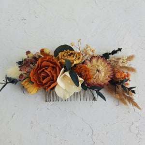 Terracotta Rose Hair Comb: Boho Fall Wedding Bridal Accessory