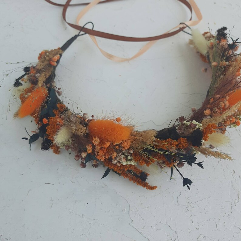 Fall Dried Flower Crown Burnt Orange Bridal Headband for Etsy