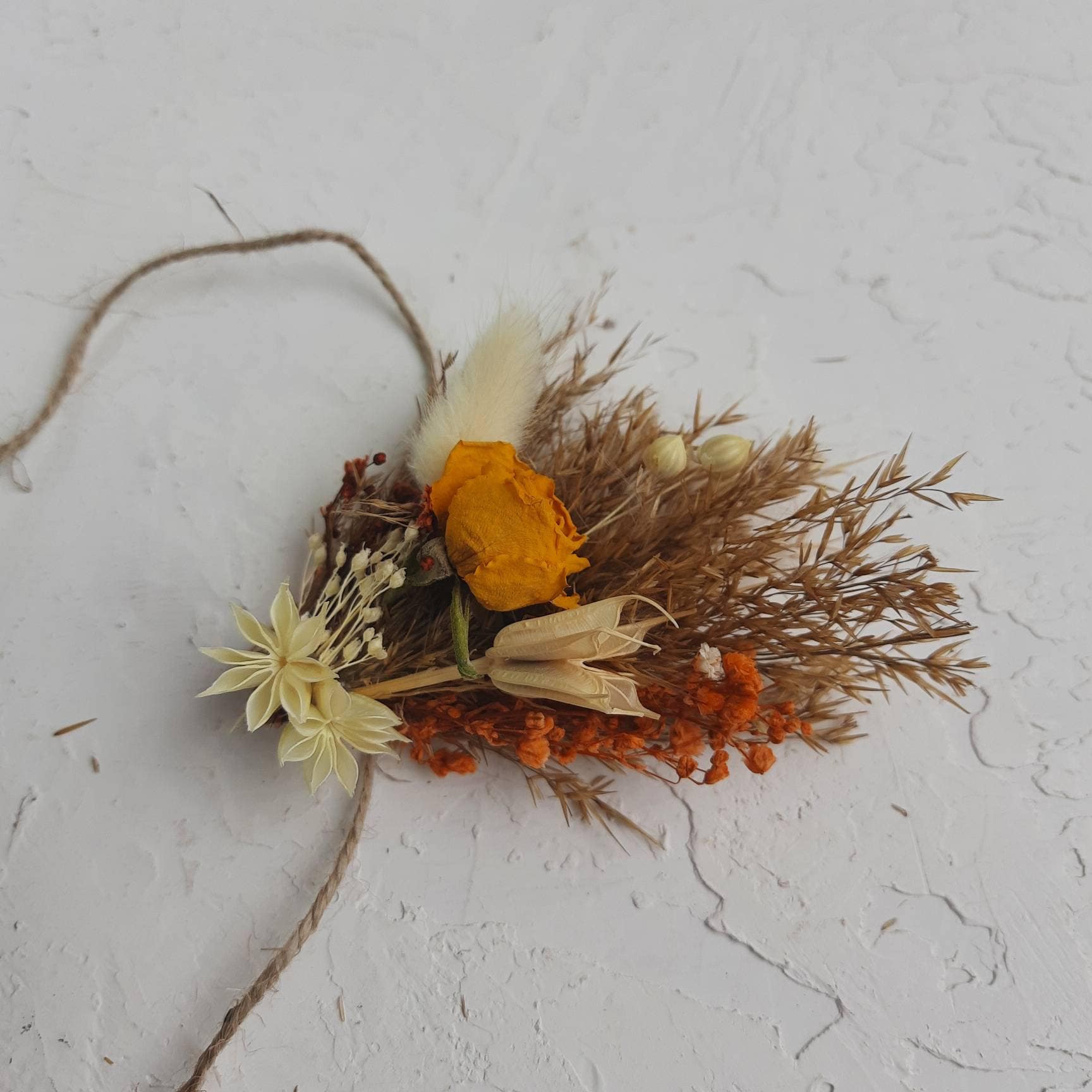 Dried flower corsage Wedding wrist corsage band Pampas grass Etsy