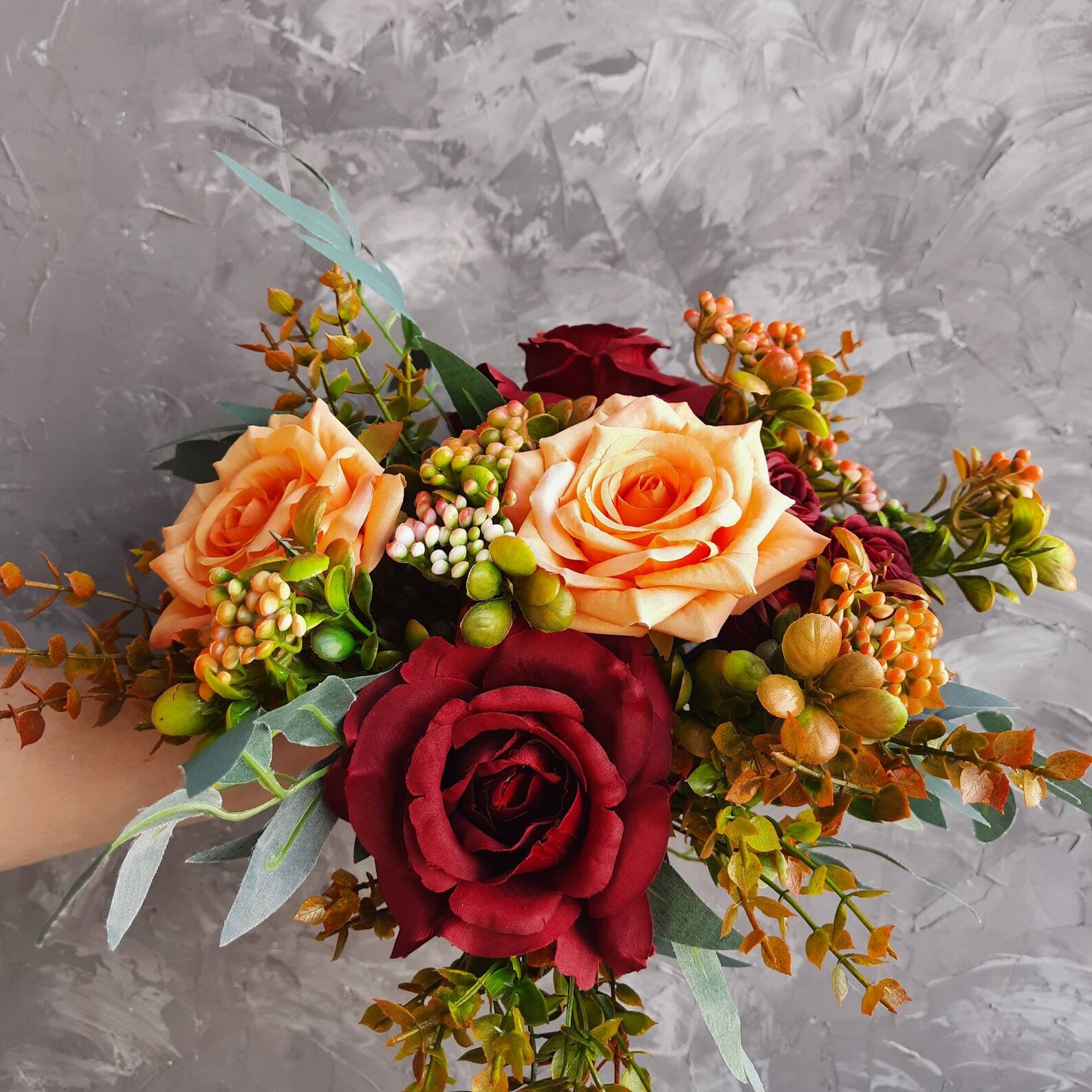 Burnt orange burgundy bouquet Bridesmaids 8 bouquet Rust Etsy