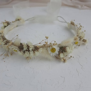 Daisy flower crown Dried white flower crown Cream flower crown Flower head crown for babies Wildflower flower crown