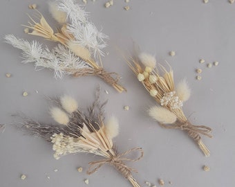 Boutonnière rustique fleurs séchées : boutonnière mariage garçons d'honneur