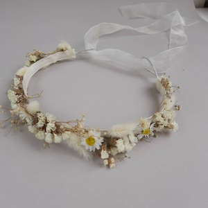 White daisy flower crown baby Dried flower girl hair Baby crown headband Daisy flower crown for babies