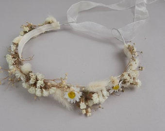 White daisy flower crown baby Dried flower girl hair Baby crown headband Daisy flower crown for babies