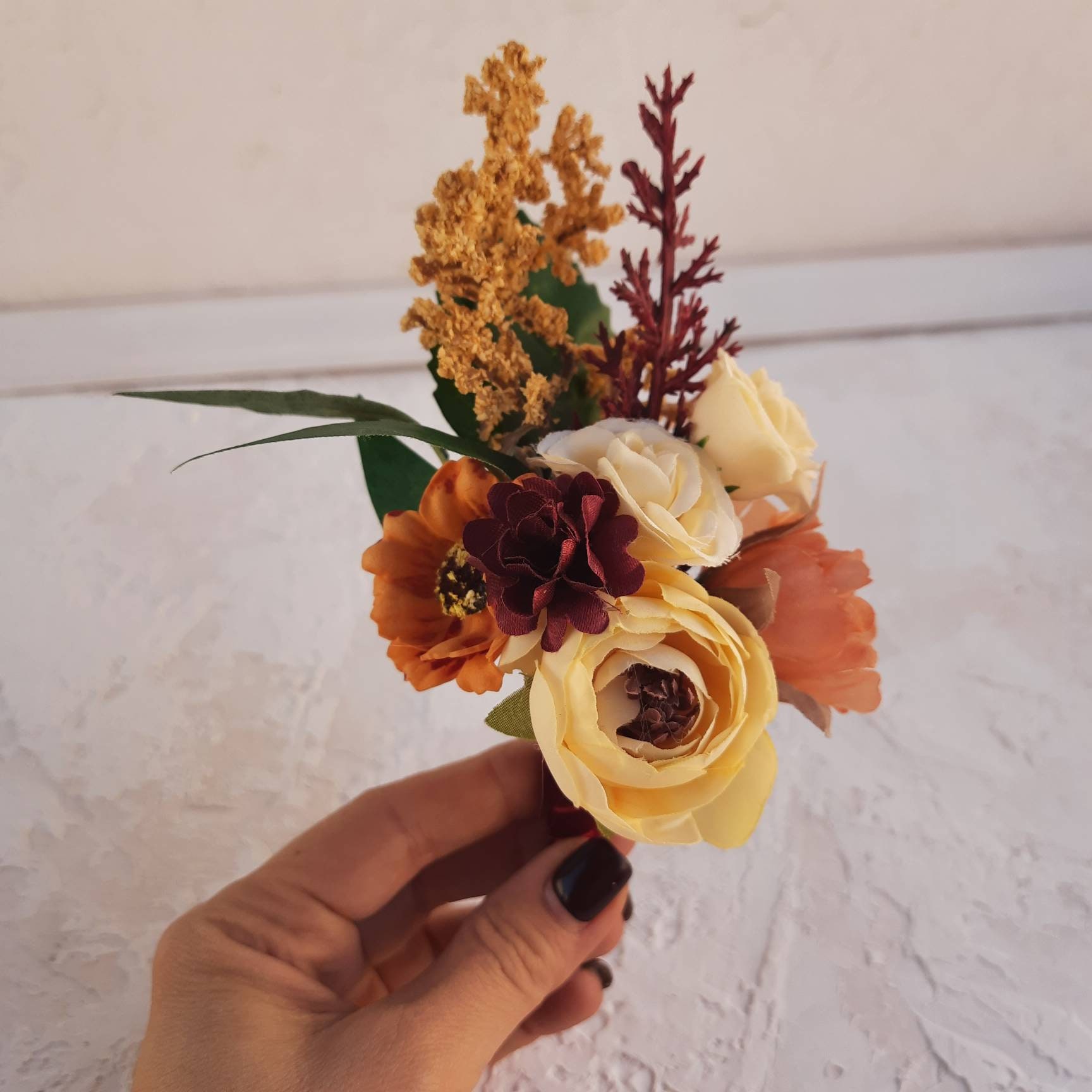 Rusty Burgundy Corsage and Boutonniere Set for Fall Wedding, Boho ...