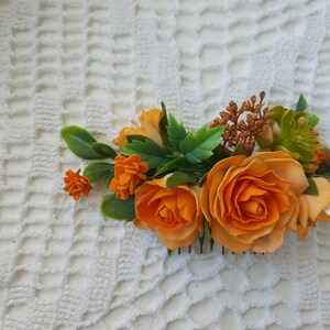 Morceau de cheveux de mariée orange, peigne à cheveux succulent, accessoires de cheveux de mariage dautomne boho, peigne à cheveux pour le mariage, accessoires de cheveux de mariée image 5