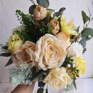 Fall wedding flowers for bride Bridal wedding bouquet fall Pale yellow flowers for fall wedding, fake flowers for bride