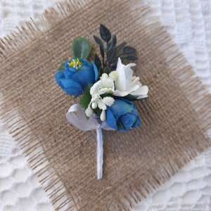 Dusty blue boutonniere Groom boutonniere 