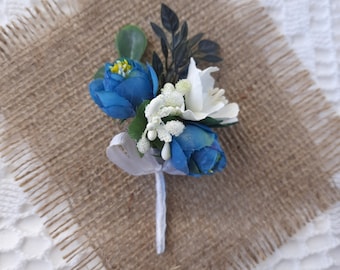 Dusty blau boutonniere Bräutigam boutonniere 