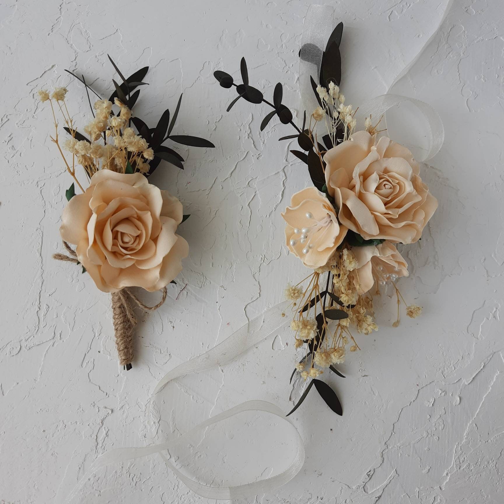 Classic Wedding Button On Short Set - Champagne