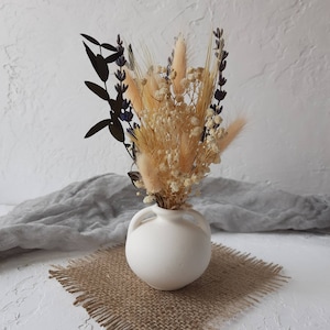 small dried flower bouquet, mini dried flowers, lavender and eicalyptus, lagurus and gypsophila dried flower vase, gift for her