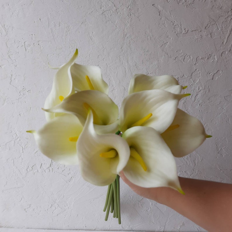 White calla lily bouquet Fake bouquet wedding Bouquet of 9 flowers