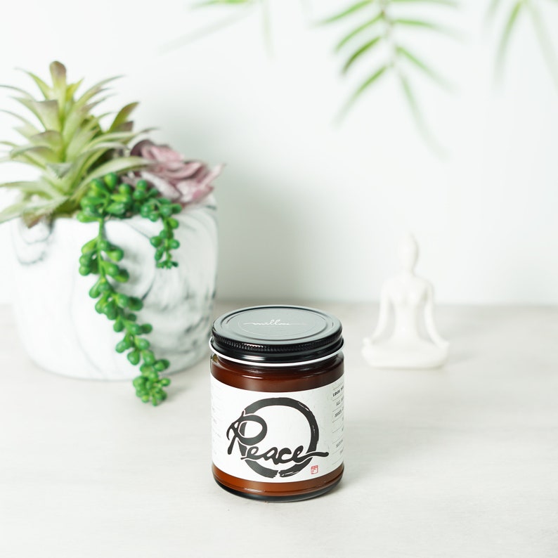 Calligraphy Candle Meditation Candle Fraser Fir Wax Melt Milloee Studio Scented Candle Soy Candle Peace