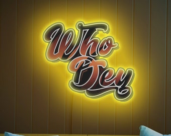 Who Dey neon sign, Cincinnati Bengals neon sign, Who Dey led, Who Dey sign, Cincinnati Bengals sign, Bengals wall art, Bengals wall decor