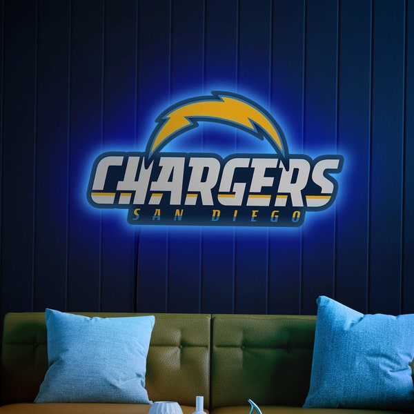 San Diego Chargers neon sign, San Diego Chargers led, Chargers neon sign, Football neon sign, San Diego Chargers art, Chargers wall decor