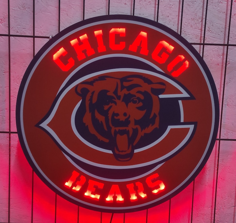 Chicago Bears Neon Sign, Chicago Bears Sign, Chicago Bears Led, Football Team Sign, NFL Neon