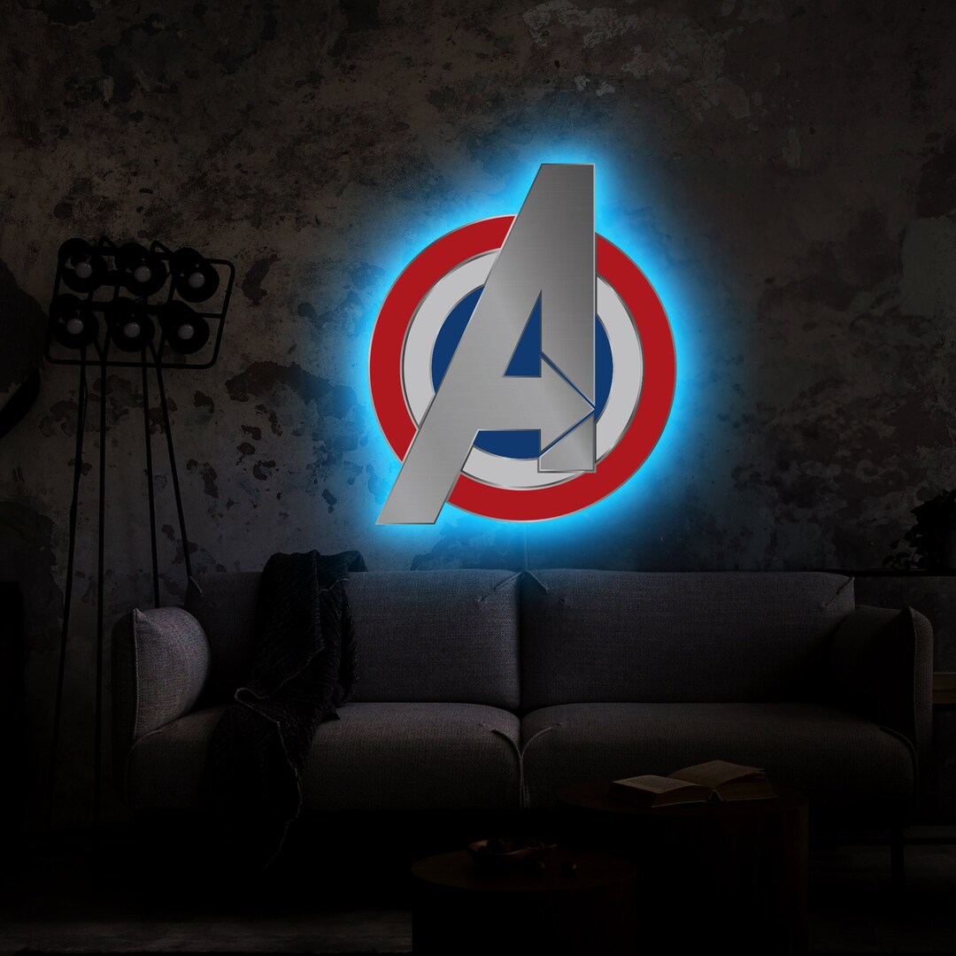Avengers Neon Sign, Avengers Logo Wall Art, Avengers Led Sign, Avengers