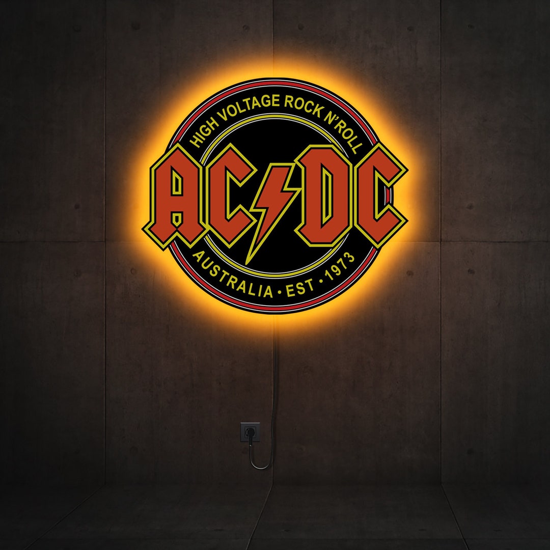 ACDC Neon Sign, Acdc Logo Wall Art, AC DC Led Sign, Acdc Light Sign ...