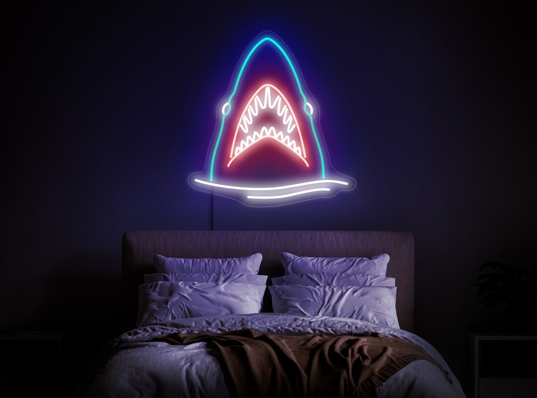 Shark Neon Sign, Shark Led Sign, Jaws Neon Sign, Fish Neon Sign, Sea