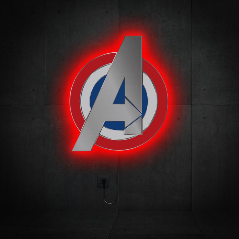 Avengers Neon Sign, Avengers Logo Wall Art, Avengers Led Sign, Avengers