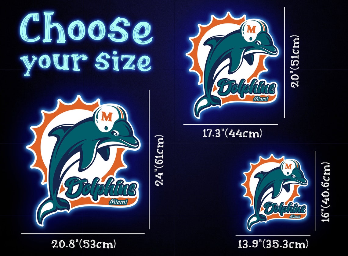 Miami Dolphins Neon Sign, Miami Dolphins Led Sign, Miami Dolphins Sign
