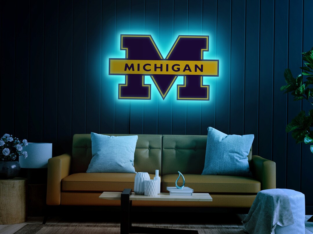 Michigan Neon Sign, Michigan Led Sign, Michigan Football Sign, Football Team Sign, Football Neon