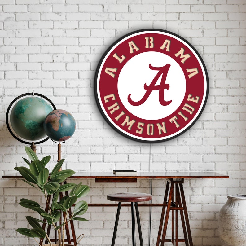 Alabama Crimson Tide Sign, Alabama Neon Sign, Alabama Crimson Tide Logo