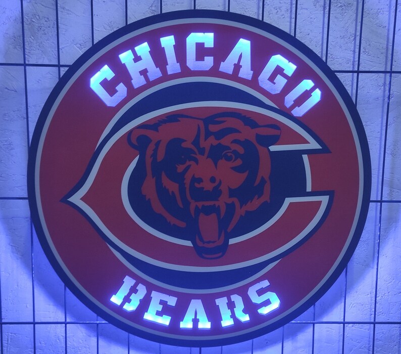 Chicago Bears Neon Sign, Chicago Bears Sign, Chicago Bears Led, Football Team Sign, NFL Neon