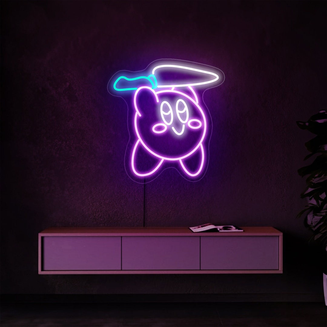 Kirby Neon Sign, Kirby Knife Sign, Kirby Led, Game Room Neon, Gamer