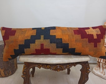 Livingroom Pillow UP00066 12 x 36 Kilim Pillow Cover Boho Kilim Pillow Handmade pillow Wool Kilim Pillow Decor Pillow