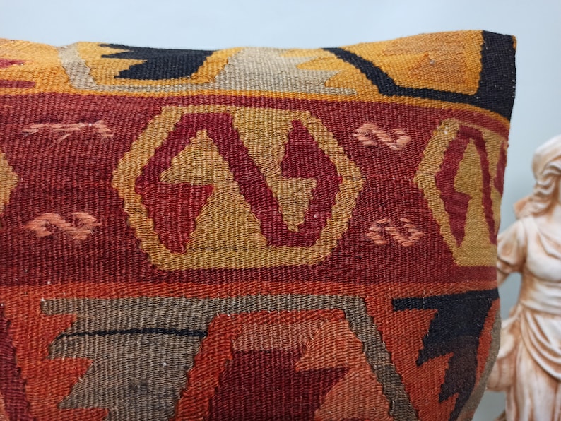 16x16 Vintage Pillow Case Bohemian Kilim Pillow Accent Kilim Lumbar Boho Sham Cover Decorative Turkish Kilim Pillow AK00330
