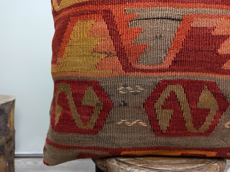 16x16 Vintage Pillow Case Bohemian Kilim Pillow Accent Kilim Lumbar Boho Sham Cover Decorative Turkish Kilim Pillow AK00330