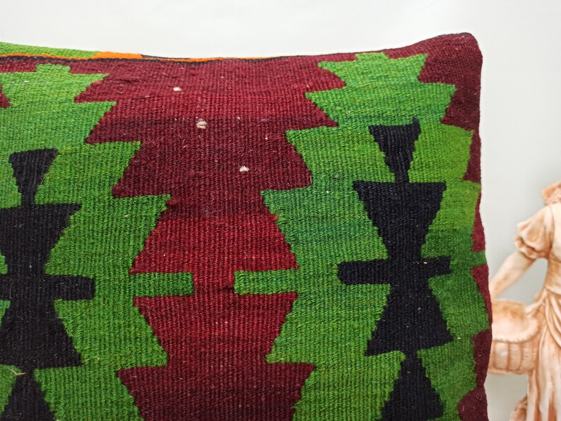 16x16 Vintage Pillow Case Bohemian Kilim Pillow Accent Kilim Lumbar Boho Sham Cover Decorative Turkish Kilim Pillow AK00325