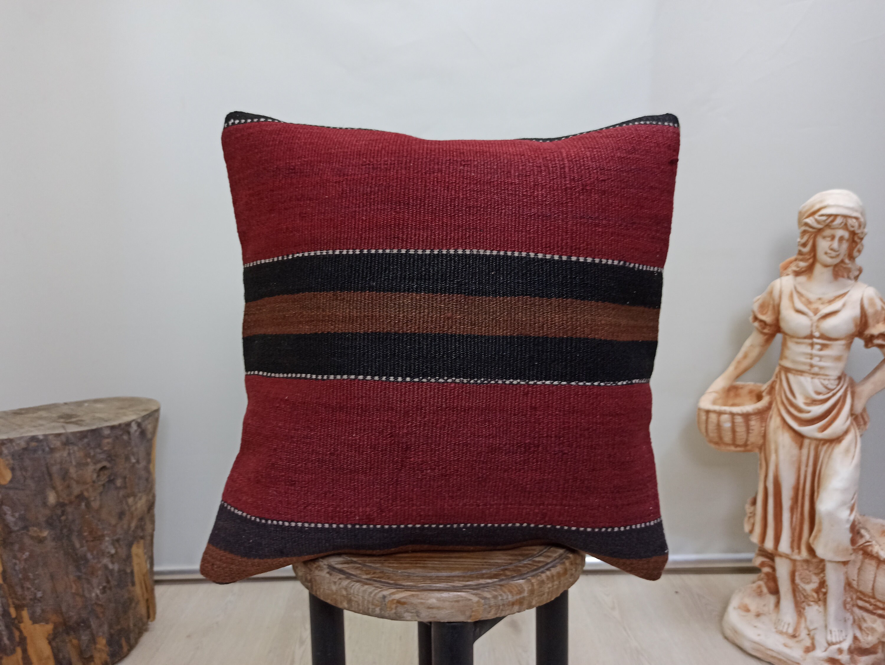16x16 Kilim Cushion Cover/ Striped Kilim Pillow/ 40x40 cm Etsy