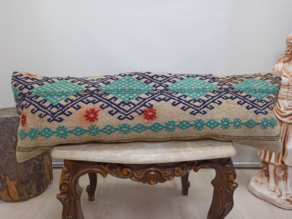 Livingroom Pillow UP00066 12 x 36 Kilim Pillow Cover Boho Kilim Pillow Handmade pillow Wool Kilim Pillow Decor Pillow