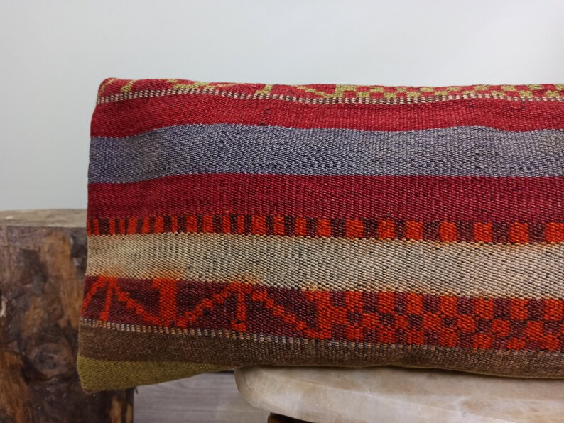 Livingroom Pillow UP00066 12 x 36 Kilim Pillow Cover Boho Kilim Pillow Handmade pillow Wool Kilim Pillow Decor Pillow