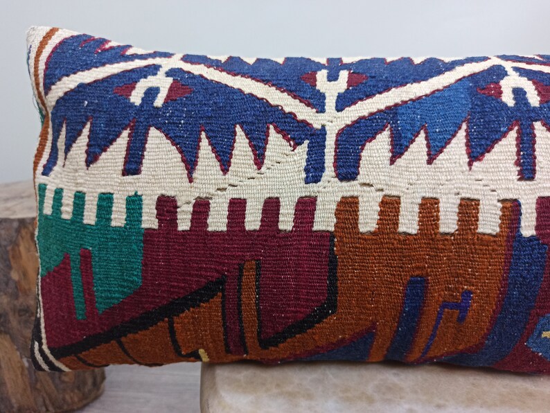 12x36 Turkish Kilim lumbar Kilim Cushion Boho Pillow Etsy