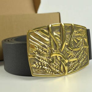 Handmade Leather Belt for Man &quot;Tryzub + HIMARS&quot;/ Perfect Gift for Man