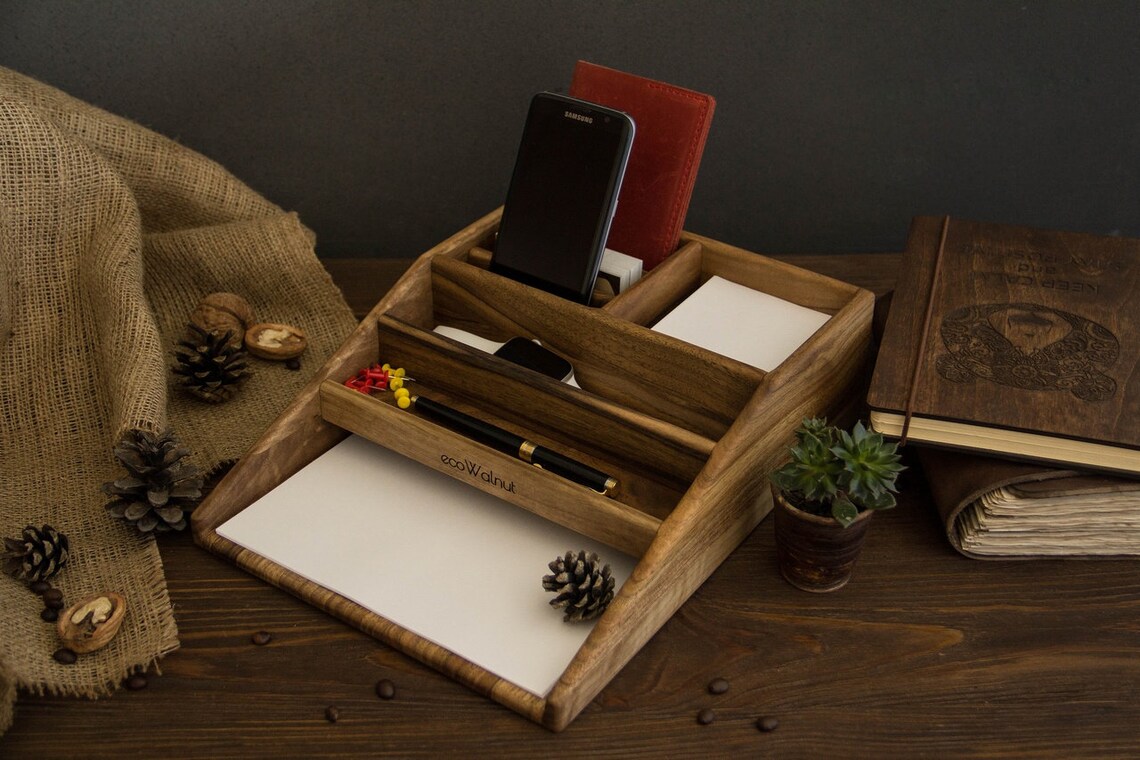 Office Desk Organizer Massive Walnut office organizer office Etsy