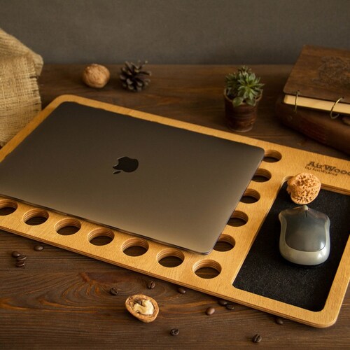 Laptop Tray & Stand Laptop Stand Station shops Desk Table Wooden Laptop Holder with Personalization Handmade
