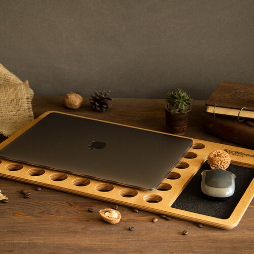 Laptop Tray & Stand Laptop Stand Station shops Desk Table Wooden Laptop Holder with Personalization Handmade