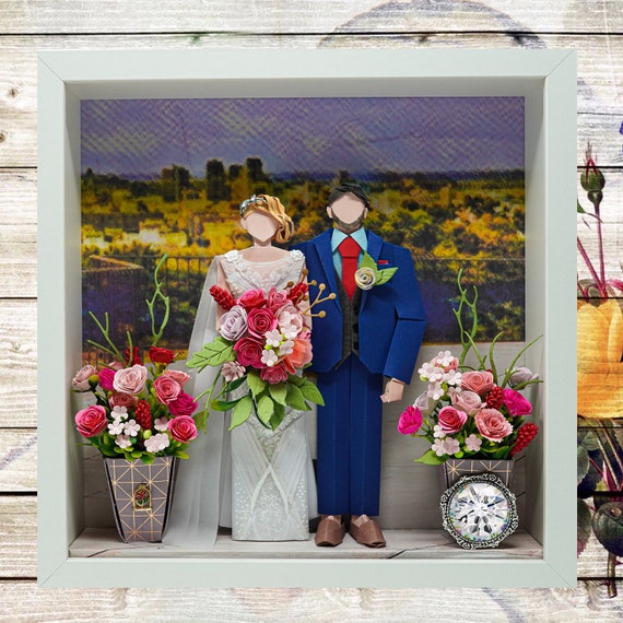 No.139 The city view with pink flowers, Custom-made Original Origami art gift