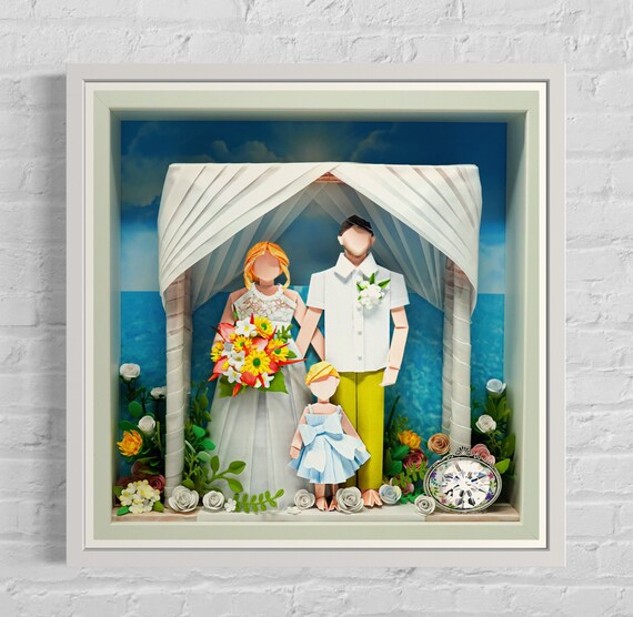 No.164 On the beach in Jamaica, Wedding gift, Anniversary gift, Custom-made Original Origami art gift, Paper anniversary gift