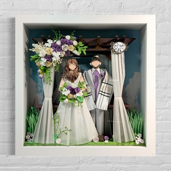 No.162 The Arch and purple flowers, Wedding gift, Anniversary gift, Custom-made Original Origami art gift, Paper anniversary gift