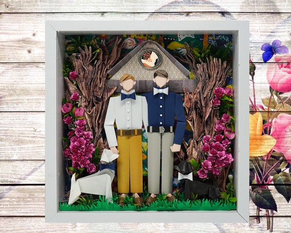No.76 In the garden with poodles, Custom-made Original Origami art gift
