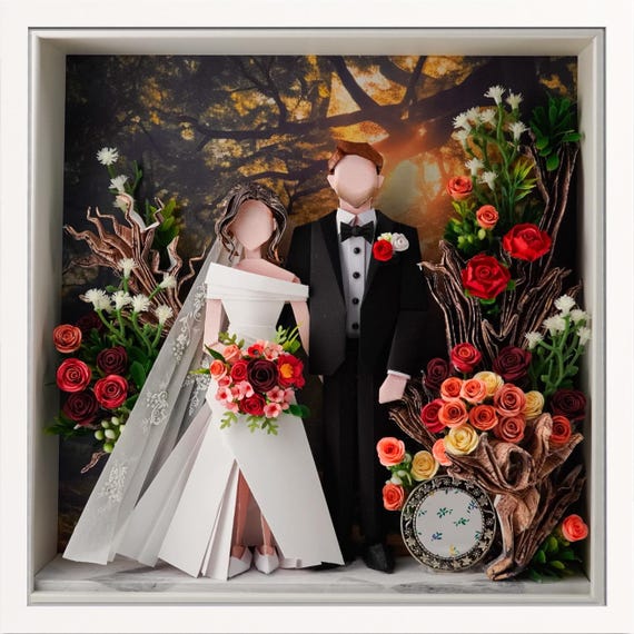 No.235 Enchanted Forest , gift for wife, husband, Custom-made Original Origami art gift, Paper anniversary gift